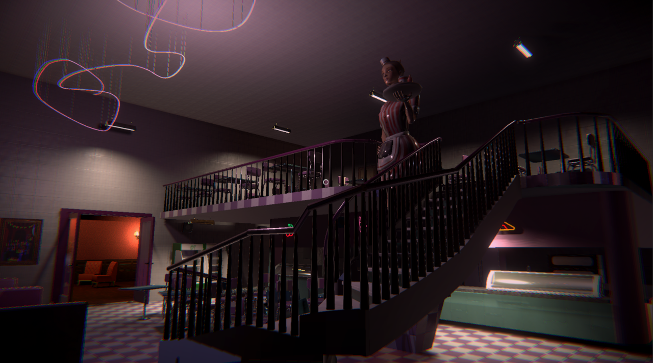 Abandoned diner scene from No Vacancy Tonight, a 3D point & click adventure